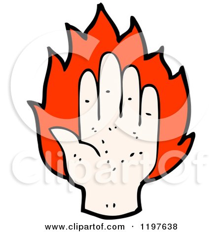 Cartoon of a Flaming Hand - Royalty Free Vector Illustration by lineartestpilot