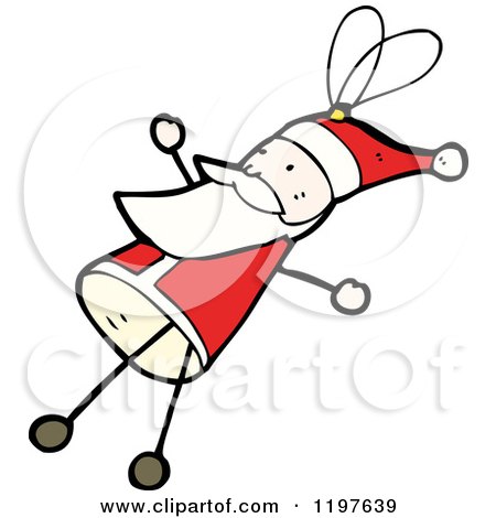 Cartoon of a Stick Santa - Royalty Free Vector Illustration by lineartestpilot