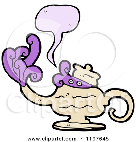 Cartoon of a Genie in a Magic Lamp - Royalty Free Vector Illustration by lineartestpilot