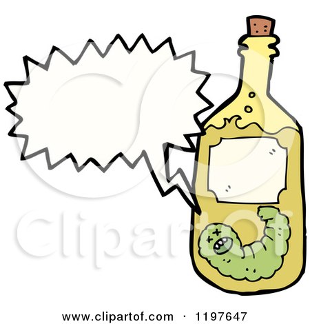 Cartoon of a Worm in a Tequilla Bottle - Royalty Free Vector Illustration by lineartestpilot