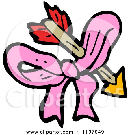 Cartoon of a Pink Bow and Arrow - Royalty Free Vector Illustration by lineartestpilot