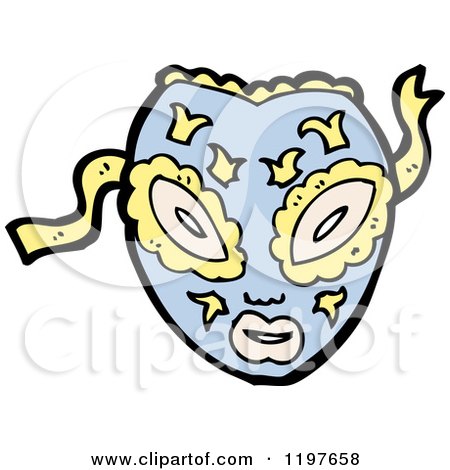 Cartoon of a Blue Ceremonial Mask - Royalty Free Vector Illustration by lineartestpilot