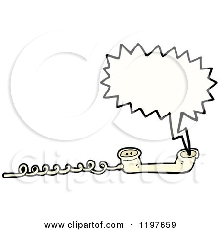 Cartoon of a Corded Landline Phone Speaking - Royalty Free Vector Illustration by lineartestpilot