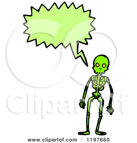 Cartoon of a Green Skeleton Speaking - Royalty Free Vector Illustration by lineartestpilot