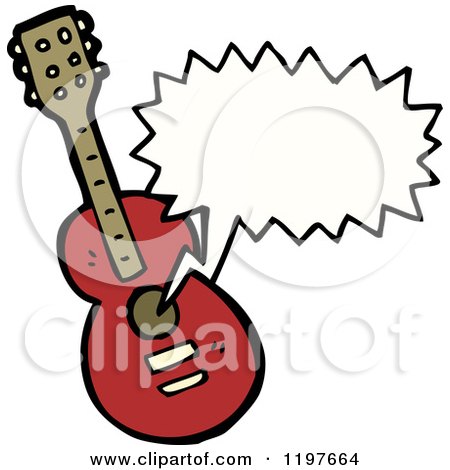 Cartoon of an Acoustic Guitar Playing - Royalty Free Vector Illustration by lineartestpilot