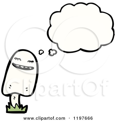 Cartoon of a Mushroon Thinking - Royalty Free Vector Illustration by lineartestpilot