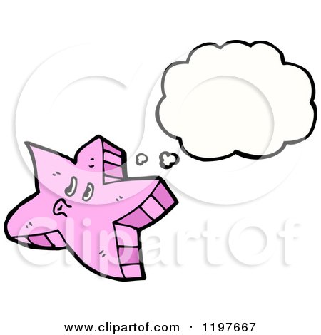 Cartoon of a Pink Star Thinking - Royalty Free Vector Illustration by lineartestpilot