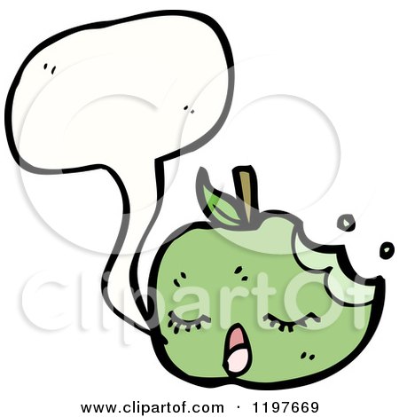 Cartoon of a Green Apple Speaking - Royalty Free Vector Illustration by lineartestpilot