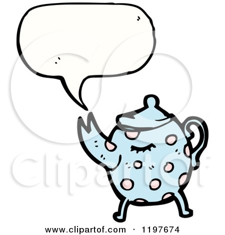 Cartoon of a Teapot Speaking - Royalty Free Vector Illustration by lineartestpilot