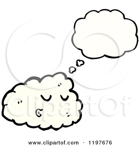 Cartoon of a Windy Cloud Thinking - Royalty Free Vector Illustration by lineartestpilot