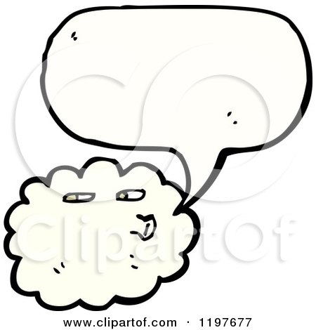 Cartoon of a Windy Cloud Speaking - Royalty Free Vector Illustration by lineartestpilot