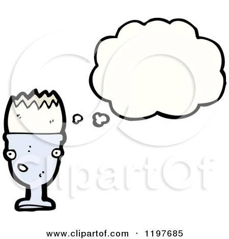 Cartoon of an Egg in an Egg Cup Thinking - Royalty Free Vector Illustration by lineartestpilot