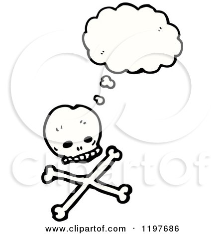 Cartoon of a Skull and Crossbones Thinking - Royalty Free Vector Illustration by lineartestpilot