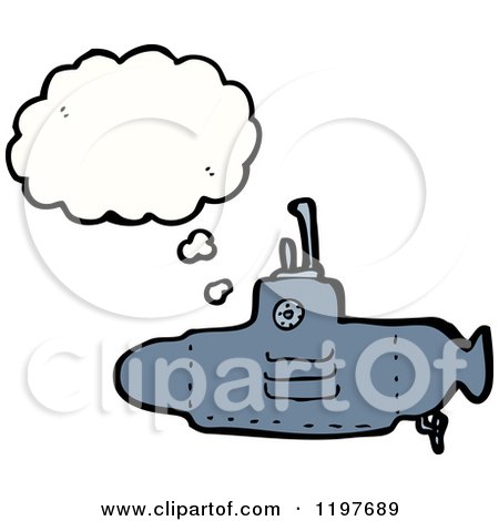 Cartoon of a Submarine Thinking - Royalty Free Vector Illustration by lineartestpilot