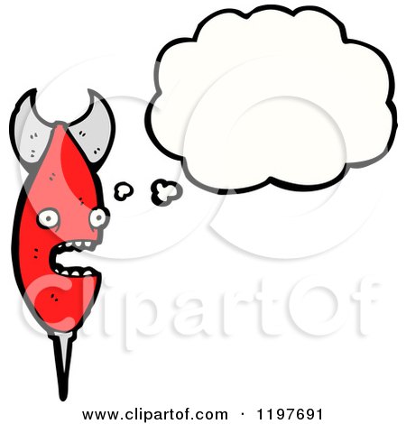 Cartoon of a Bomb Thinking - Royalty Free Vector Illustration by lineartestpilot