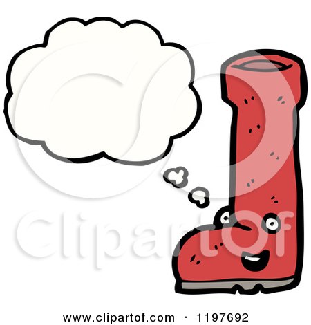 Cartoon of a Red Boot Thinking - Royalty Free Vector Illustration by lineartestpilot