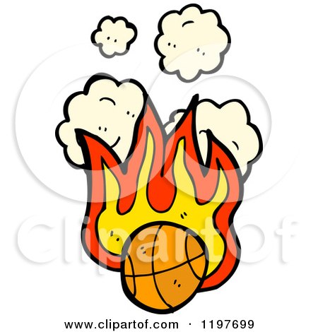 Cartoon of a Flaming Basketball - Royalty Free Vector Illustration by lineartestpilot