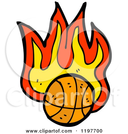 Cartoon of a Flaming Basketball - Royalty Free Vector Illustration by lineartestpilot