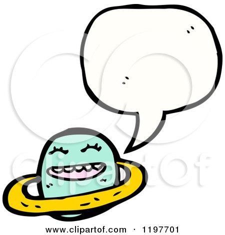 Cartoon of the Planet Saturn Speaking - Royalty Free Vector Illustration by lineartestpilot