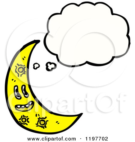 Cartoon of the Moon Thinking - Royalty Free Vector Illustration by lineartestpilot