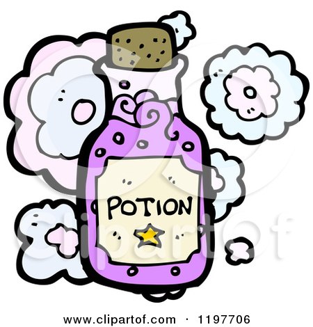 Cartoon of a Bottle of Potion - Royalty Free Vector Illustration by lineartestpilot