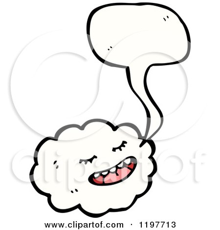 Cartoon of a Cloud Speaking - Royalty Free Vector Illustration by lineartestpilot