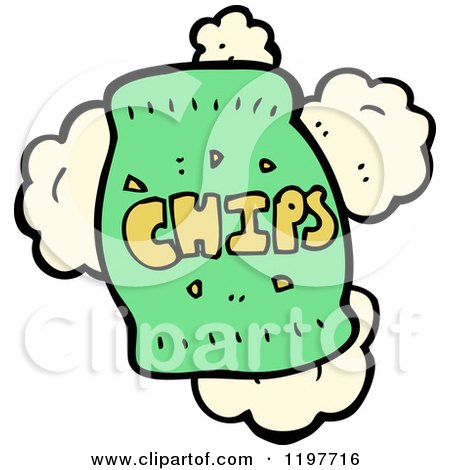 Cartoon of a Bad of Chips - Royalty Free Vector Illustration by lineartestpilot