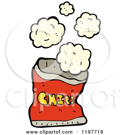 Cartoon of a Bad of Chips - Royalty Free Vector Illustration by lineartestpilot