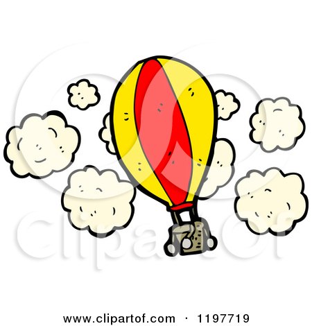 Cartoon of a Hot Air Balloon in the Clouds - Royalty Free Vector Illustration by lineartestpilot