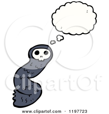 Cartoon of a Kid in a Skull Costume Thinking - Royalty Free Vector Illustration by lineartestpilot