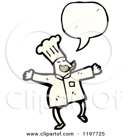 Cartoon of a Chef Speaking - Royalty Free Vector Illustration by lineartestpilot