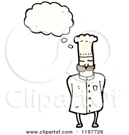 Cartoon of a Chef Thinking - Royalty Free Vector Illustration by lineartestpilot