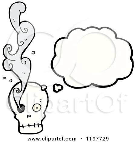 Cartoon of a Skull Thinking - Royalty Free Vector Illustration by lineartestpilot