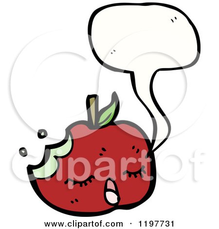 Cartoon of a Half Eaten Apple - Royalty Free Vector Illustration by lineartestpilot