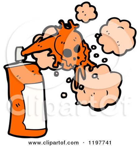 Cartoon of a Can of Spraypaint with Skulls - Royalty Free Vector Illustration by lineartestpilot