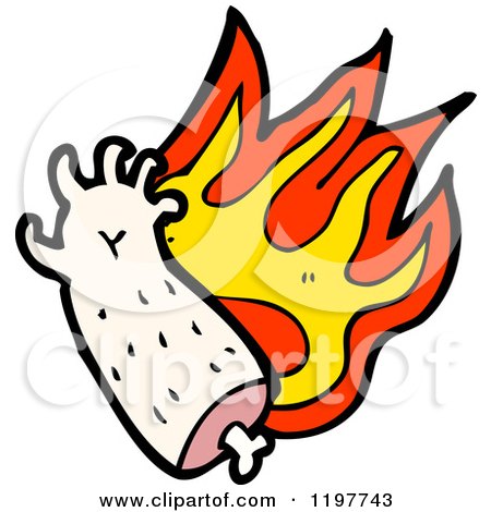 Cartoon of a Flaming Severed Arm - Royalty Free Vector Illustration by lineartestpilot
