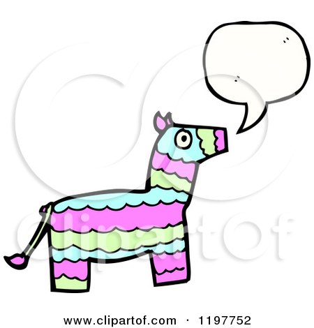 Cartoon of a Pinata Speaking - Royalty Free Vector Illustration by lineartestpilot