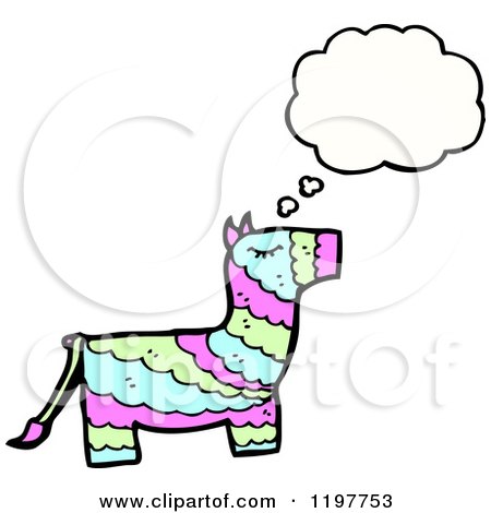 Cartoon of a Pinata Thinking - Royalty Free Vector Illustration by lineartestpilot