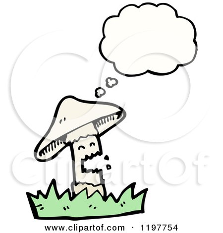 Cartoon of a Toadstool Thinking - Royalty Free Vector Illustration by lineartestpilot