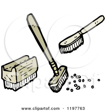 Cartoon of Cleaning Brushes and Brooms - Royalty Free Vector Illustration by lineartestpilot