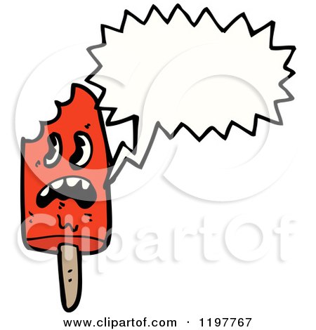 Cartoon of a Popsicle Speaking - Royalty Free Vector Illustration by lineartestpilot