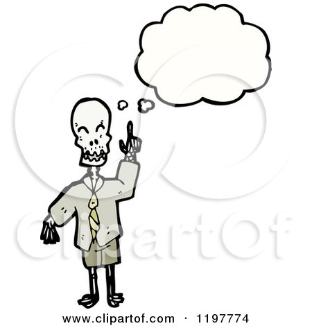 Cartoon of a Skeleton Thinking - Royalty Free Vector Illustration by lineartestpilot