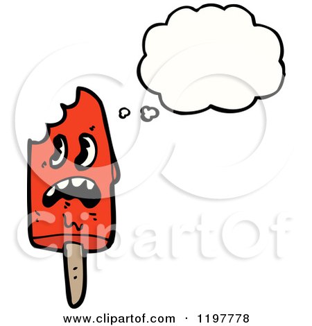 Cartoon of a Popsicle Thinking - Royalty Free Vector Illustration by lineartestpilot