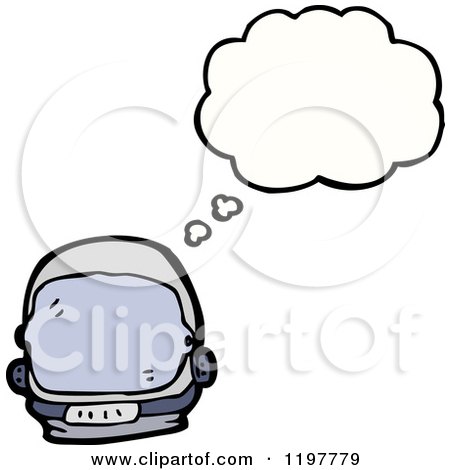 Cartoon of a Space Helmet Thinking - Royalty Free Vector Illustration by lineartestpilot