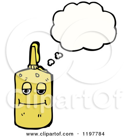 Cartoon of a Glue Bottle Thinking - Royalty Free Vector Illustration by lineartestpilot