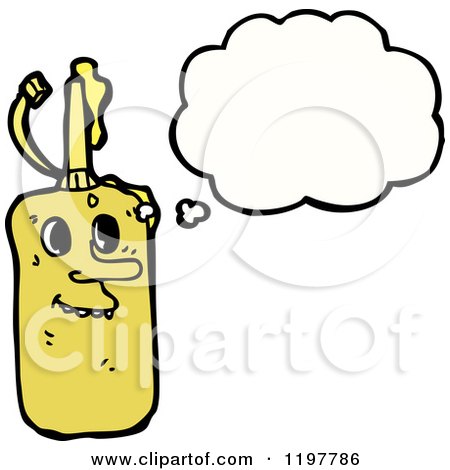 Cartoon of a Glue Bottle Thinking - Royalty Free Vector Illustration by lineartestpilot