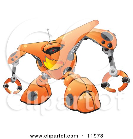 Orange Firewall Robot Clipart Illustration by Leo Blanchette
