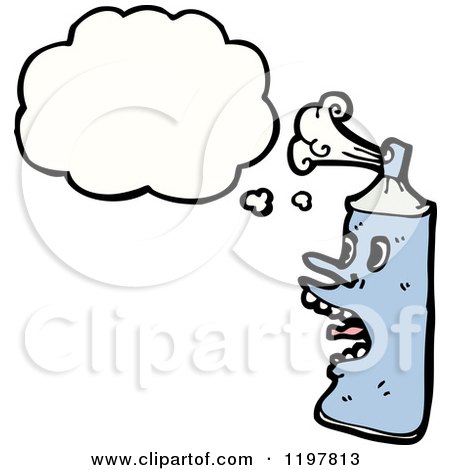 Cartoon of an Aerosol Can Thinking - Royalty Free Vector Illustration by lineartestpilot