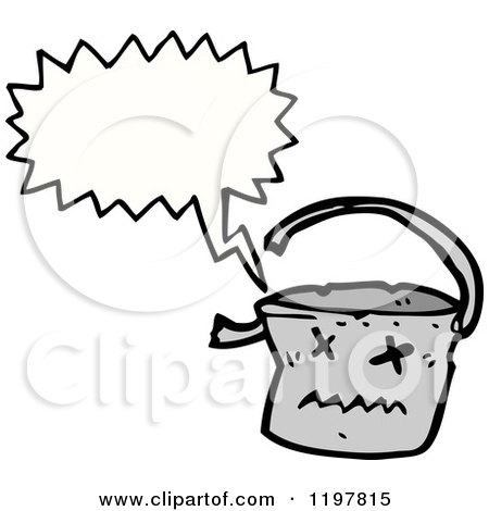 Cartoon of a Broken Bucket Speaking - Royalty Free Vector Illustration by lineartestpilot