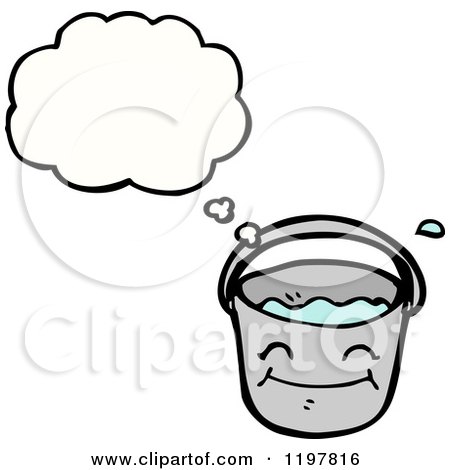 Cartoon of a Bucket Thinking - Royalty Free Vector Illustration by lineartestpilot